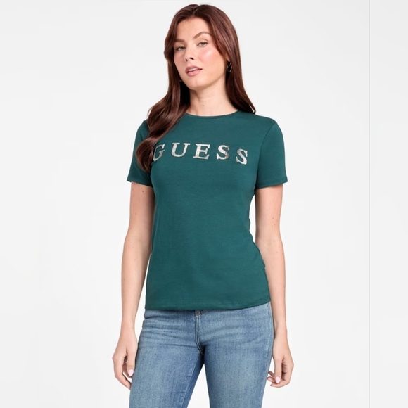 Guess Pepper Rhinestone Fitted Tee, NWOT - Picture 2 of 8